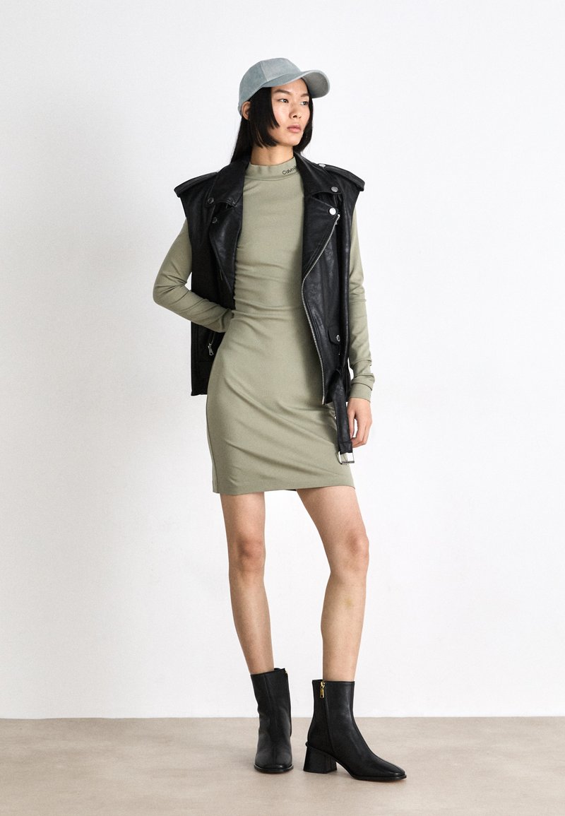green hoodie dress Women's Zipper Hoodie Dress