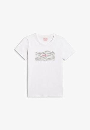 4F, 4F T-SHIRT REGULAR Z NADRUKIEM DAMSKI - BIAŁY L - T-Shirt print - white