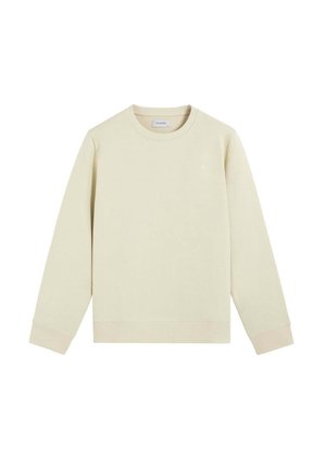 Sweat-shirt beige clair avec col rond, manches longues et poignets côtelés. Design simple, confectionné en tissu doux, avec un détail discret du logo.