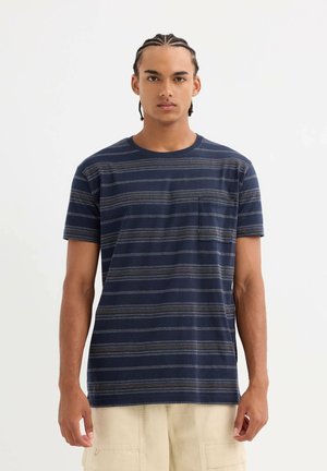 INSIDE, MANGA CORTA RAYAS - Camiseta estampada - azul