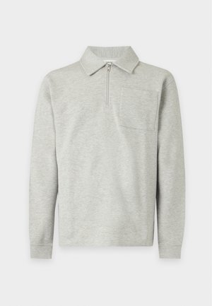 Selected, SLMSCOTT LS HALF ZIP SWEAT - Polo - light grey melange