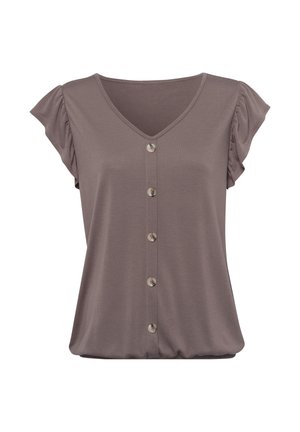 LASCANA, 2 PACK - Print T-shirt - taupe+schwarz