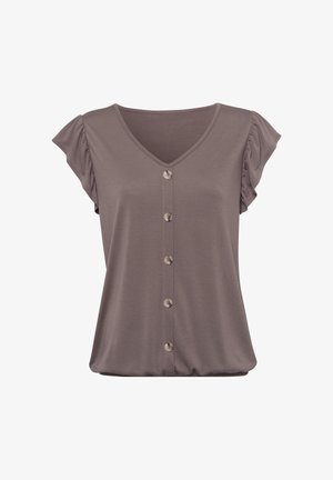 LASCANA, 2 PACK - Print T-shirt - taupe+schwarz