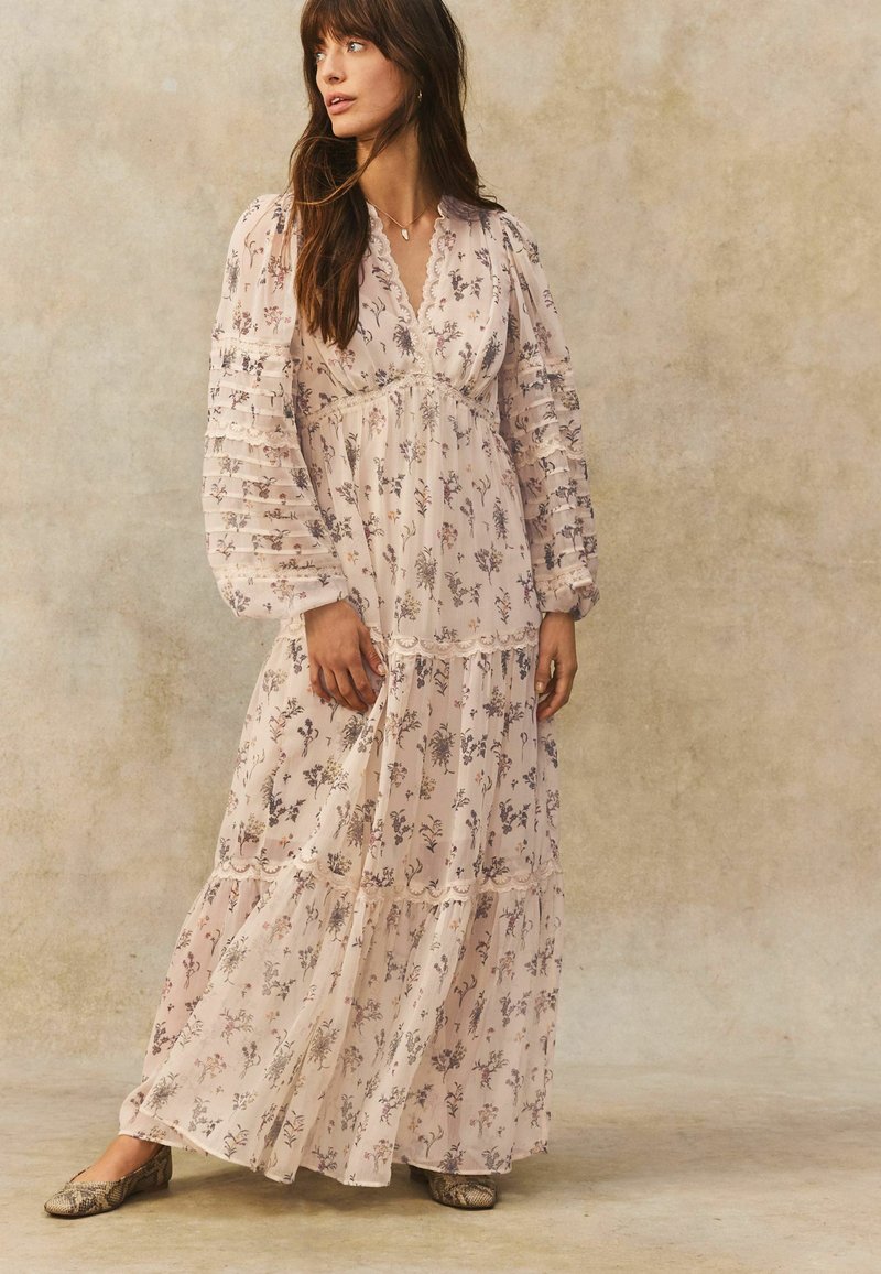 Next Maxi šaty - cream ditsy floral