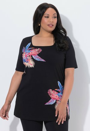 LONG, A-LINIE, CARRÉ-AUSSCHNITT, HALBARM - T-Shirt print - black