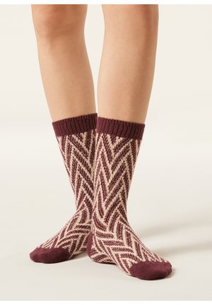 Calcetines - bordeaux beige