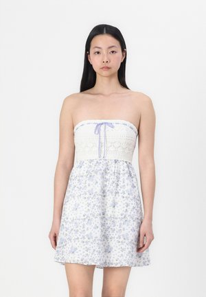 STRAPLESS MIX MINI DRESS  - Robe de jour - blue/white
