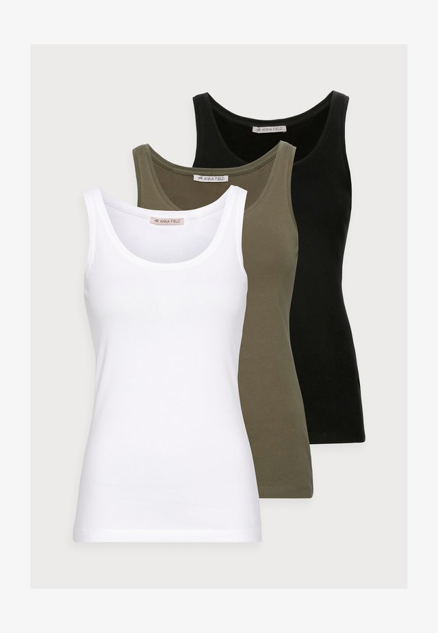 3 PACK - Débardeur - black/white /khaki