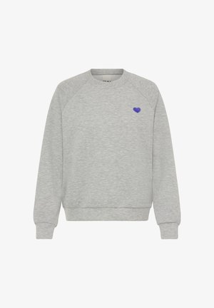 Hall hallise pehmeast kangast dressipluus ümmarguse kaelusega ja raglaanhõlmadega. Rinnal väike lilla südame tikand.