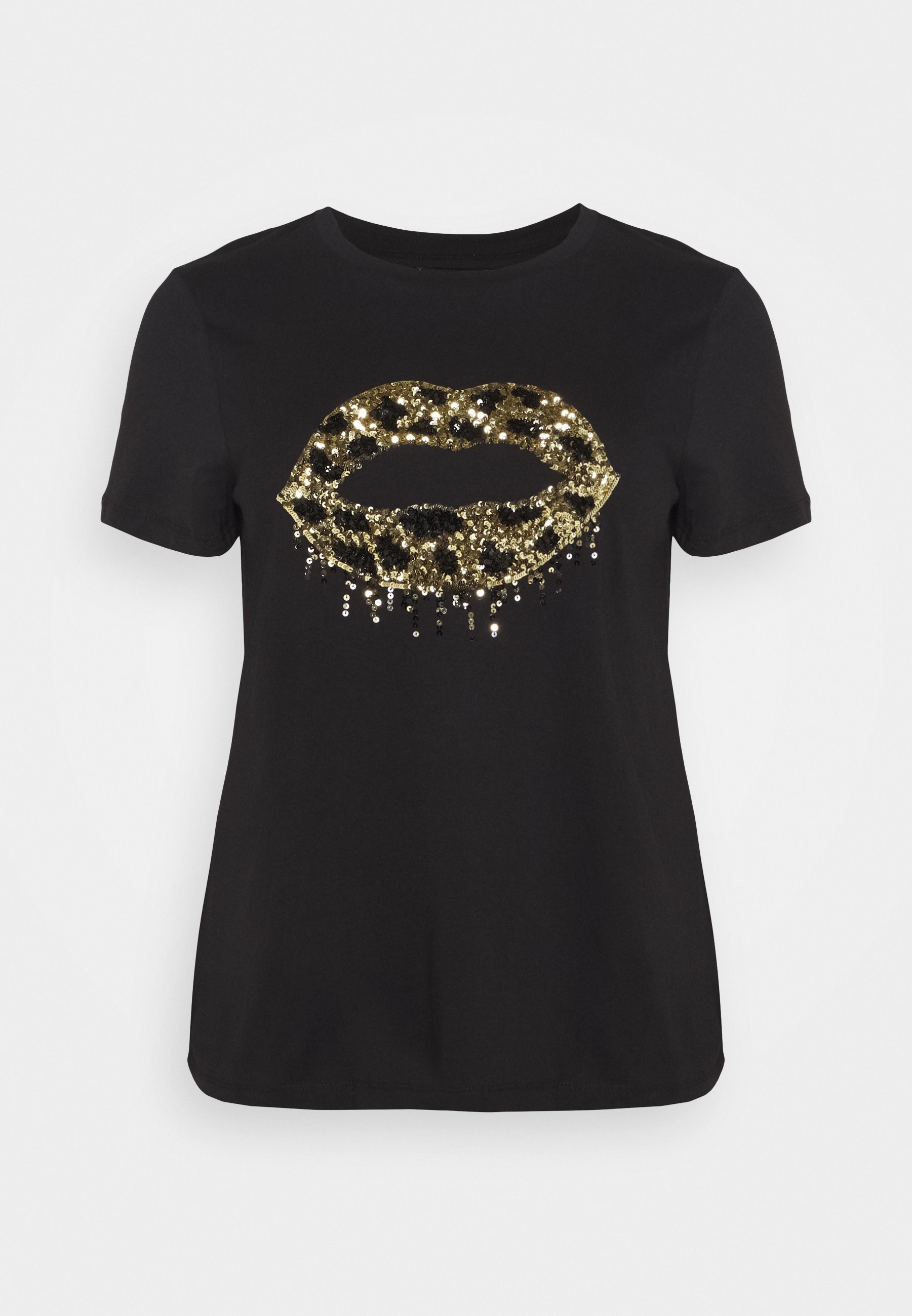 SEQUIN LIPS - Print T-shirt - black 