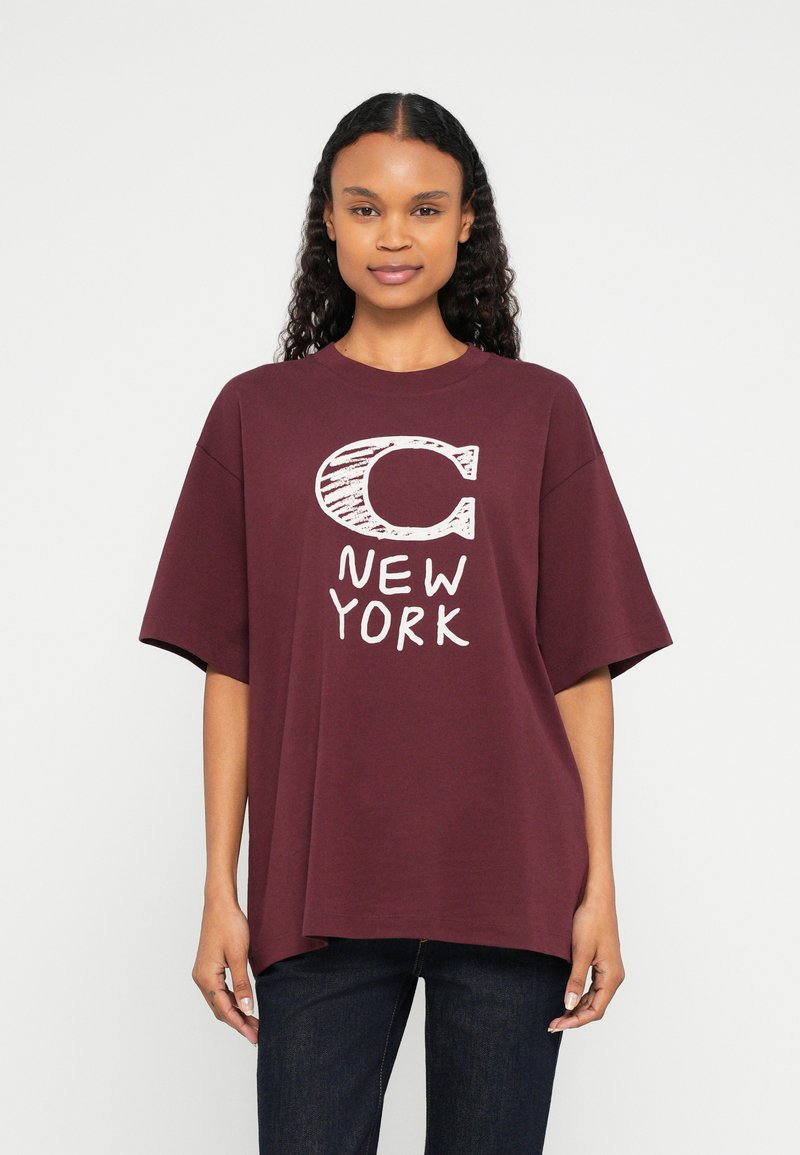 Coach T-shirt print bordeauxrood