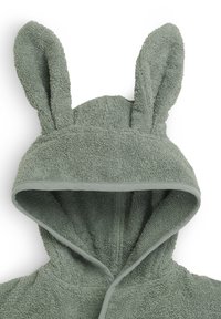 Groene badstof hoodie met konijnenoren, met een zachte textuur en een capuchon gevoerd met een bijpassende stofrand.