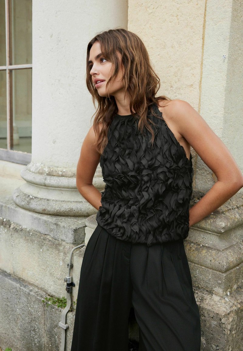 Next HALTER NECK RUFFLE TANK- REGULAR FIT - Top - black