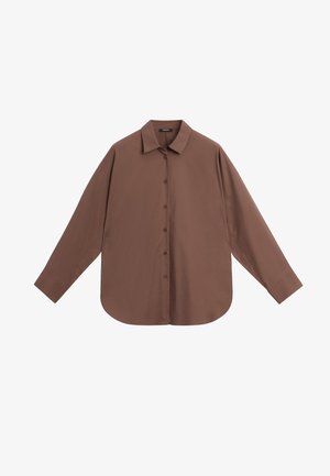 Massimo Dutti, COTTON POPLIN SHIRT - Skjortebluser - dark brown