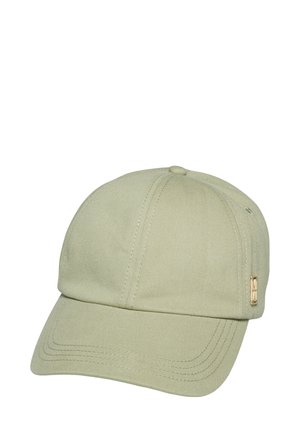 Lichtgroen baseballpet van katoen met een gebogen rand, gestructureerde stof, gestikte accenten en een klein gouden hardware-logo aan de zijkant.