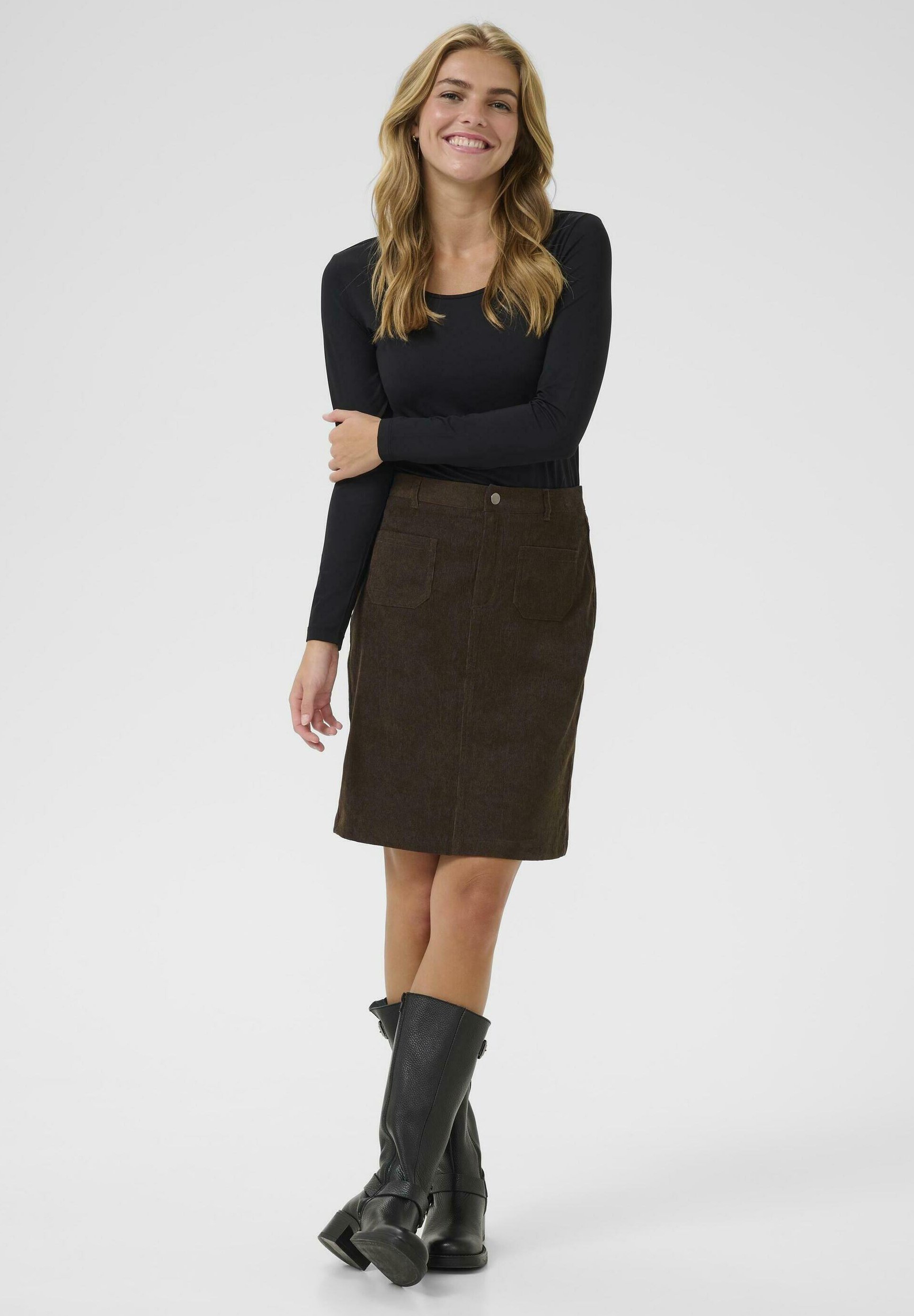 Kaffe KAVERY POCKET - Kokerrok - chocolate brown cc/donkerbruin