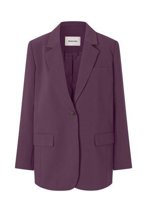 Fialový blejzr s klopovém límci, zapínání na jeden knoflík a dvěma předními kapsami. Hladká látka s strukturovaným, přiléhavým střihem.