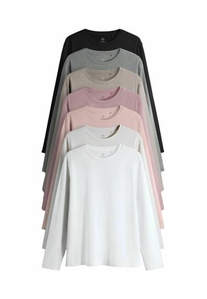 REGULAR FIT - 7 PACK ESSENTIAL  - Langarmshirt - black brown taupe pink light pink cream white