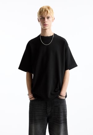 PULL&BEAR OTTOMAN SHORT SLEEVE - T-shirts basic - black