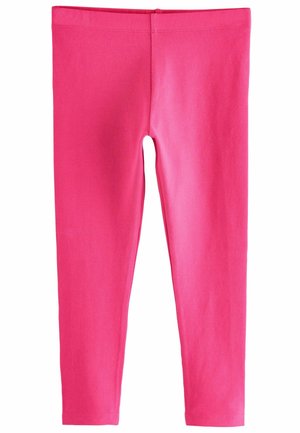 Puha, rugalmas anyagból készült rózsaszín leggings, sima textúrával, testre simuló kialakítással és kényelmes viseletet biztosító rugalmas derékkal.