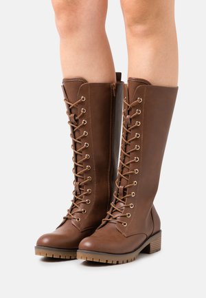 COMFORT - Bottes à lacets - cognac