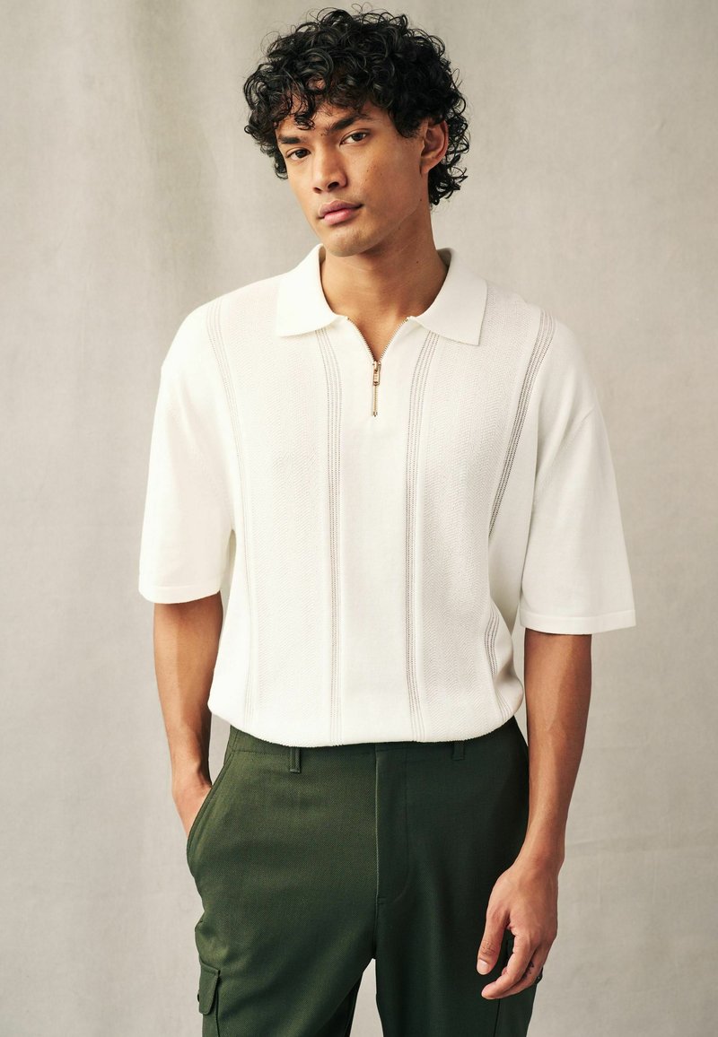 Next TEXTURED STRIPE - Polo krekls - white