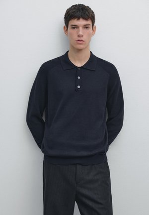 Massimo Dutti LONG SLEEVE POLO NECK - Trui - dark blue