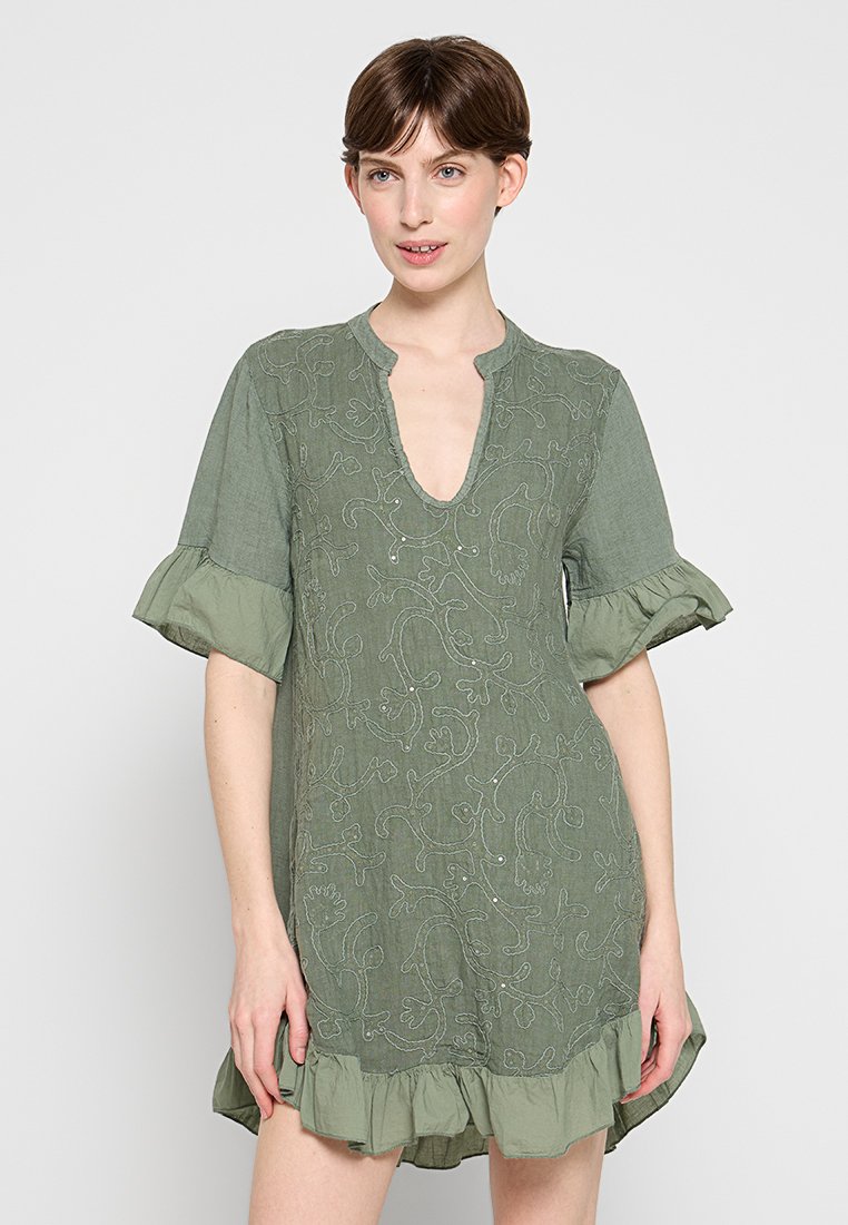 Le Monde du Lin Blousejurk groen Le Monde du Lin Blousejurk groen