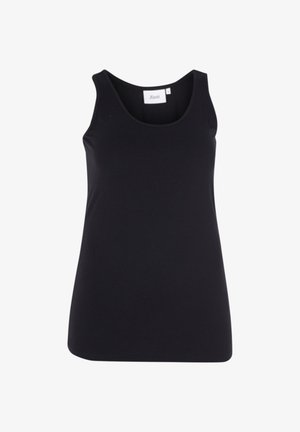 Schwarzes ärmelloses Damen-Top mit rundem Ausschnitt, aus glattem Stoff, erhältlich in Größe M.