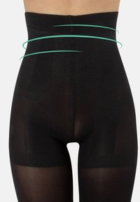Shorts modellanti neri a vita alta realizzati in materiale liscio ed elastico, con una vita rinforzata e design senza cuciture per garantire comfort.