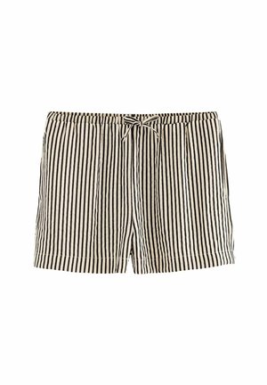 TEXTURED STRIPE TIE WAIST - REGULAR FIT - Pantaloni scurți - black and white