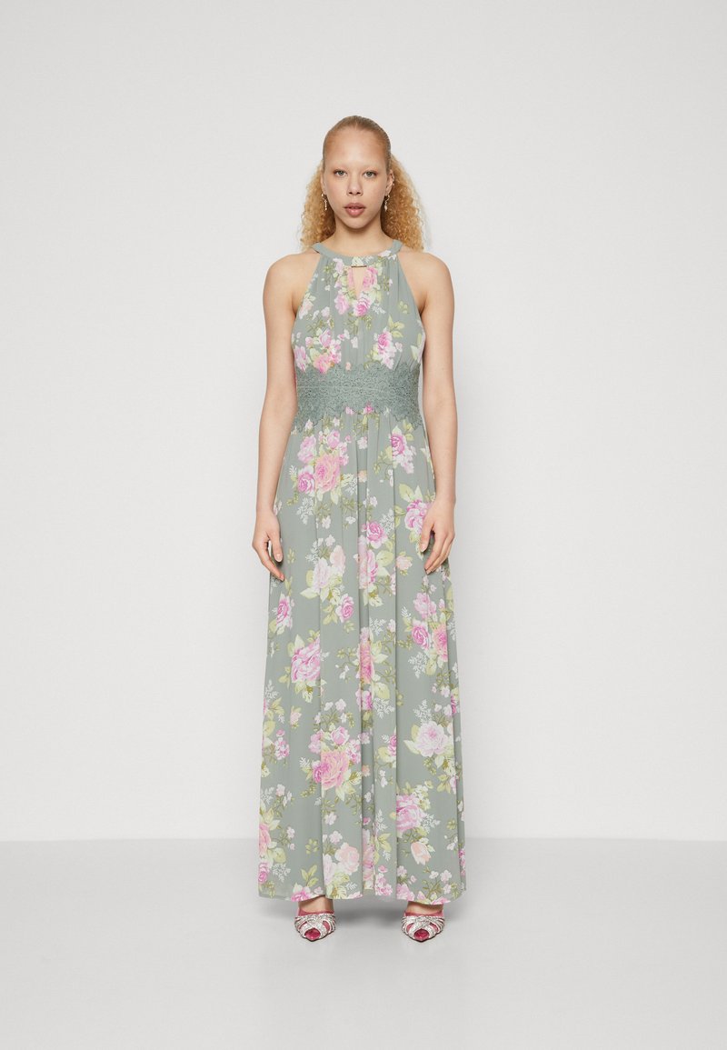 VILA - VIMILINA FLOWER MAXI DRESS - Alkalmi viselet - cameo green, Nagyítás