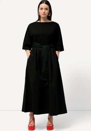 MIXED FABRIC SHORT SLEEVE  - Maxi-jurk - black