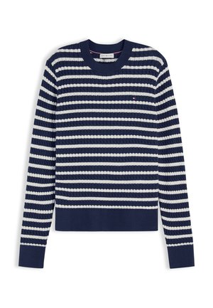 Tommy Hilfiger, CABLE FINE SWEATER  - Πουλόβερ - breton stripe dark  navy/ivory petal