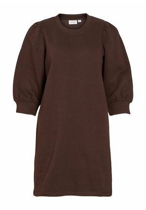 VILA, SWEATSHIRT DRESS VIVERA SHORT - Robe survêtement - coffee bean