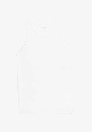 Witte katoenen tanktop met een ronde halslijn en zonder mouwen, met een gladde textuur en zonder zichtbare patronen of accenten.