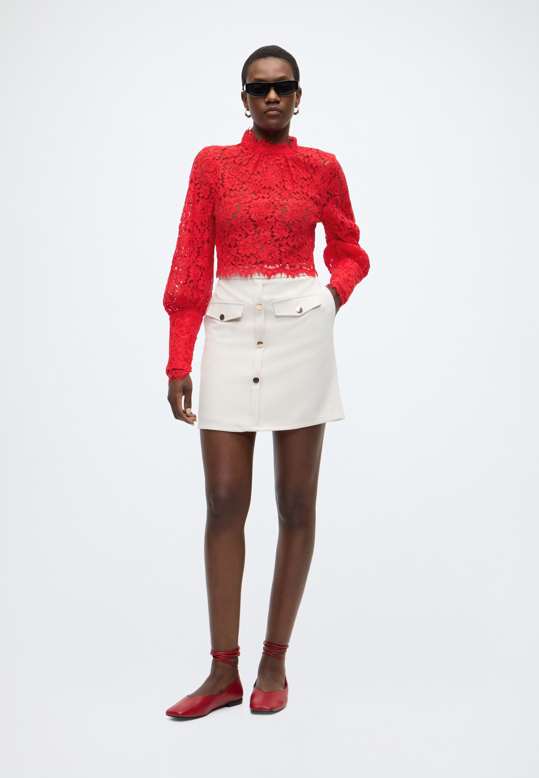 Bardot LACE GEORGIA TOP - Blouse - fire red/red - Zalando.ie
