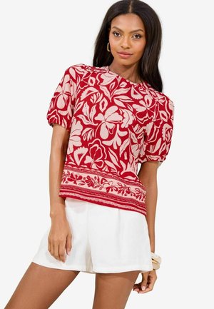 Lipsy REGULAR FIT - PRINTED PUFF SLEEVE - Blouse - rust red