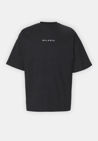 Selected Homme SLHBOXY TEE - Apdrukāts T-krekls - black/white
