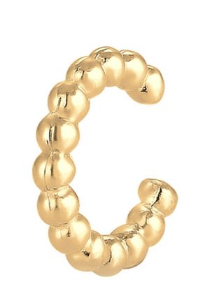 Boucle d'oreille créole en or composée de perles arrondies reliées entre elles formant une forme circulaire ouverte et texturée.