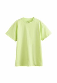 Neon groene katoenen t-shirt met een ronde hals, korte mouwen en een ontspannen pasvorm. Het heeft een soepele textuur en geen extra patronen of accenten.