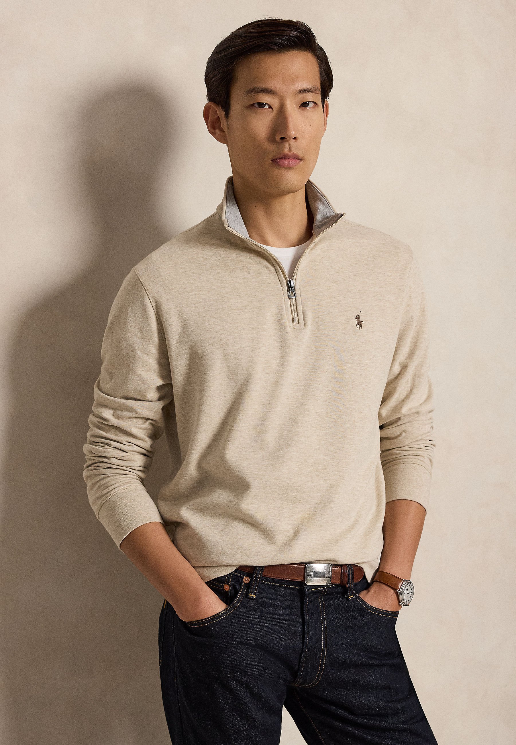 Polo Ralph Lauren LUXURY JERSEY QUARTER-ZIP PULLOVER - Camisola