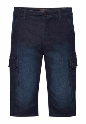 Tumed denim cargo lühikesed püksid kahe küljetasku, tõmblukuga, nööbiga kinnitamise ja kerge kulumisega. Keskmise pikkusega lõige, tugevdusõmblustega.