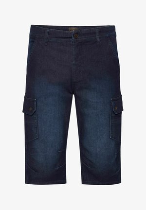 Tumed denim cargo lühikesed püksid kahe küljetasku, tõmblukuga, nööbiga kinnitamise ja kerge kulumisega. Keskmise pikkusega lõige, tugevdusõmblustega.