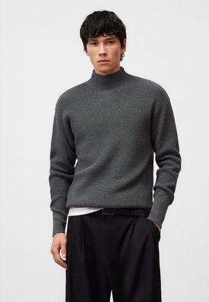 PERKINS COLLAR - Strickpullover - grey melange
