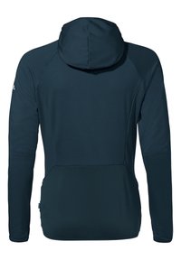 Felpa con cappuccio a manica lunga blu scuro, tessuto strutturato, maniche raglan e tasca a canguro sul davanti.