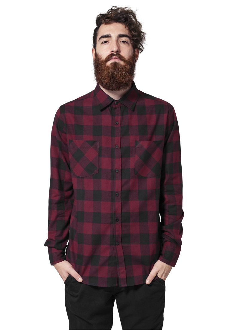 Urban Classics - CHECKED - Shirt - black/burgundy, Enlarge