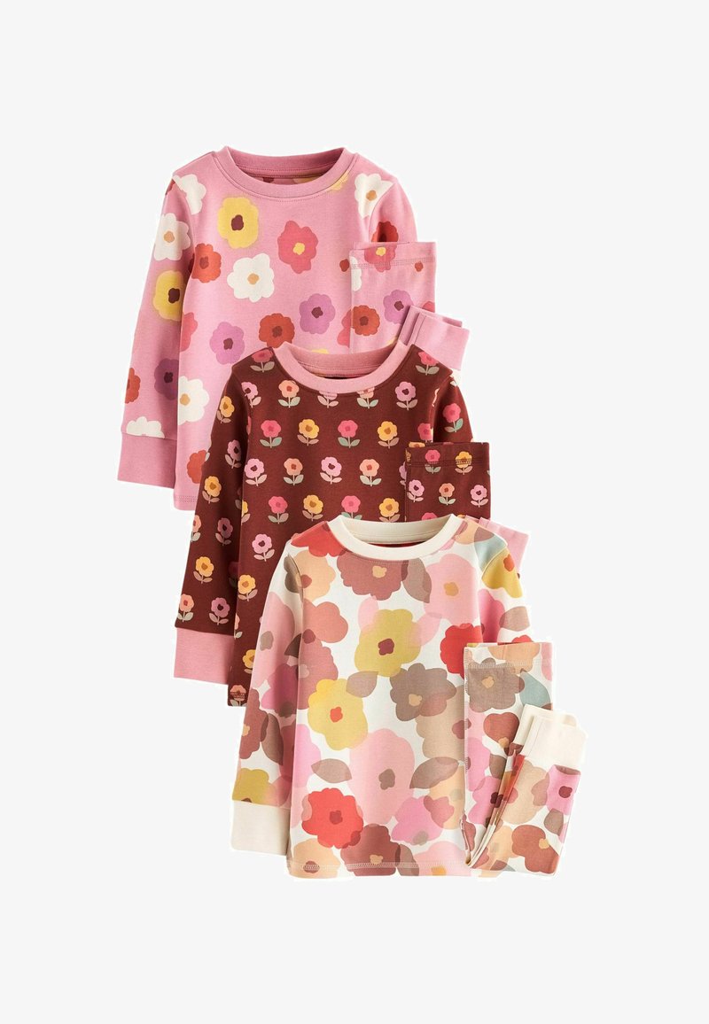 Next FLORAL 3 PACK REGULAR FIT SET - Nattplagg set - pink tan white retro floral