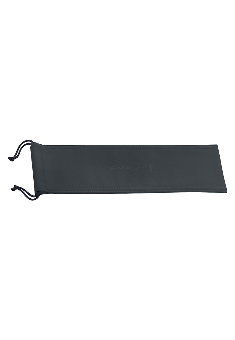 Tapis résistant à la chaleur en silicone noir avec le logo "Remington". Il possède des extrémités à cordon de serrage et une surface lisse et texturée pour plus de durabilité.