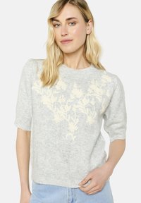 FLORAL EMBROIDERED - Potiskana majica - lt grey